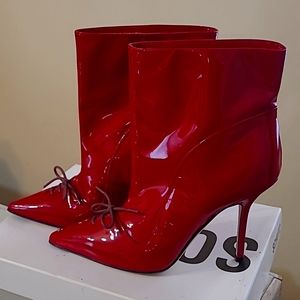 Modern Patent Leather Ankle Boots by Pollini